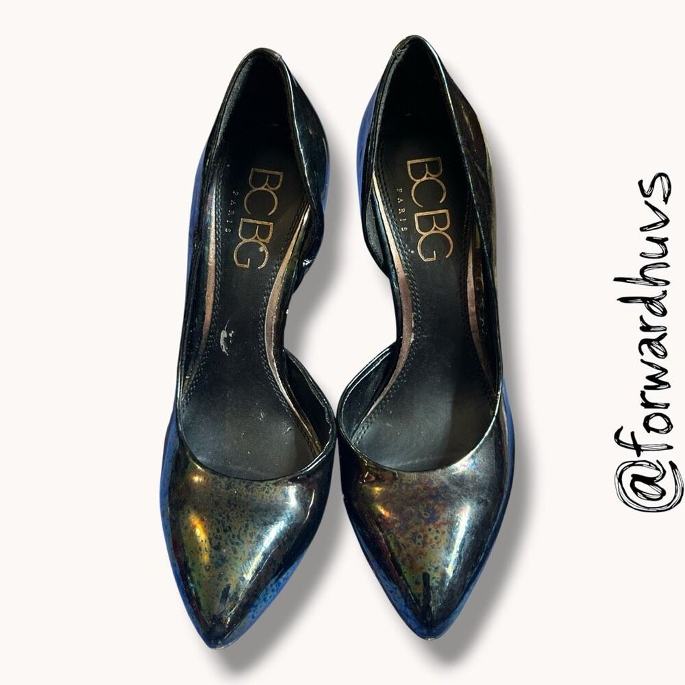 BCBG Paris Oil Slick Iridescent D’Orsay Pumps Pointed Toe 7B